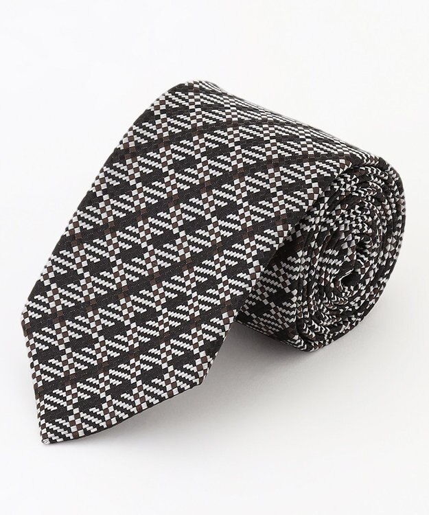 JOSEPH HOMME ジオメチェック　ネクタイ ダークブラウン系3