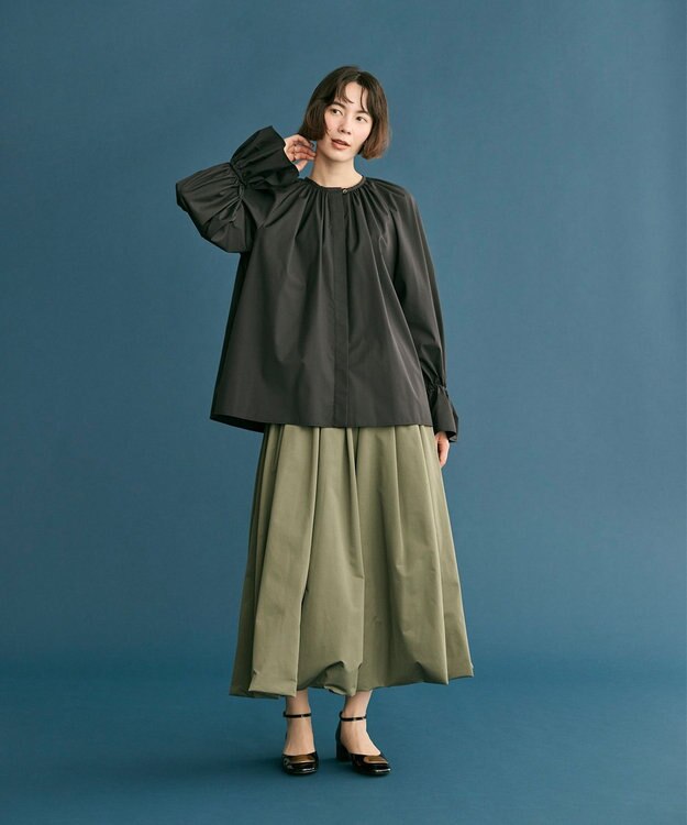 #Newans 【洗濯機可】フルギャザーブラウス ブラック