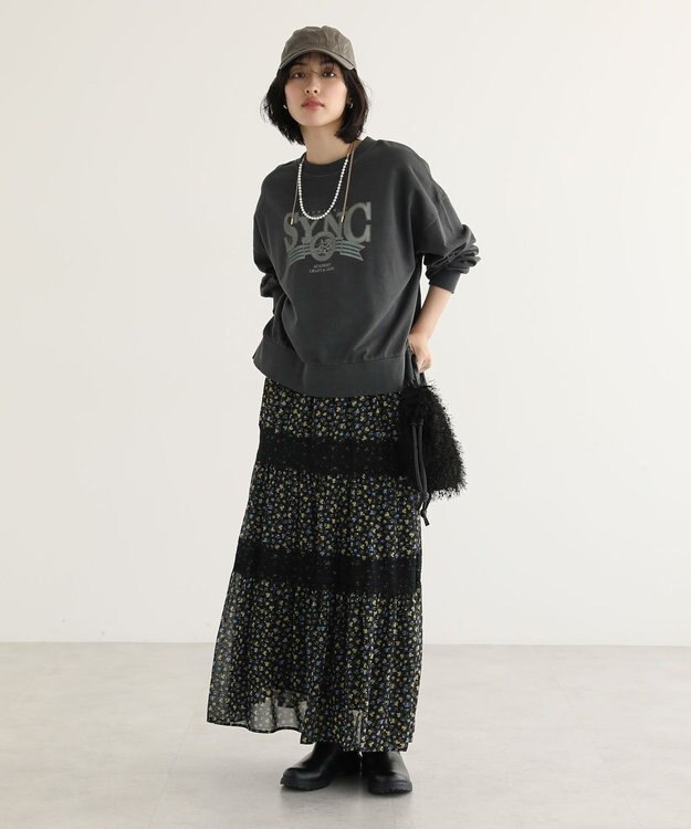 Green Parks アソートカレッジロゴ裏毛プルオーバー Charcoal Gray