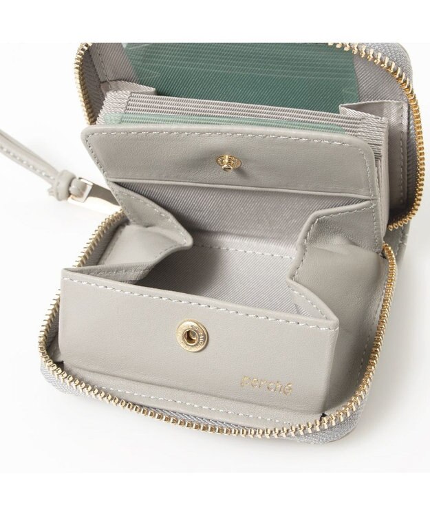 UNBILLION ペルケ perche / シープボックスキルト・ジャバラカードウォレット ライトグレー