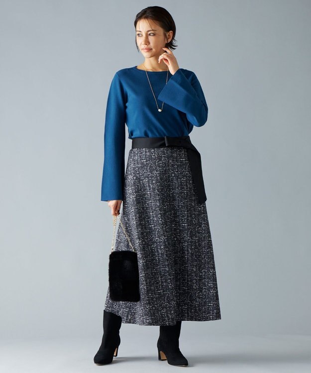 自由区 S プリントジャガードストレッチ スカート ブラック系5