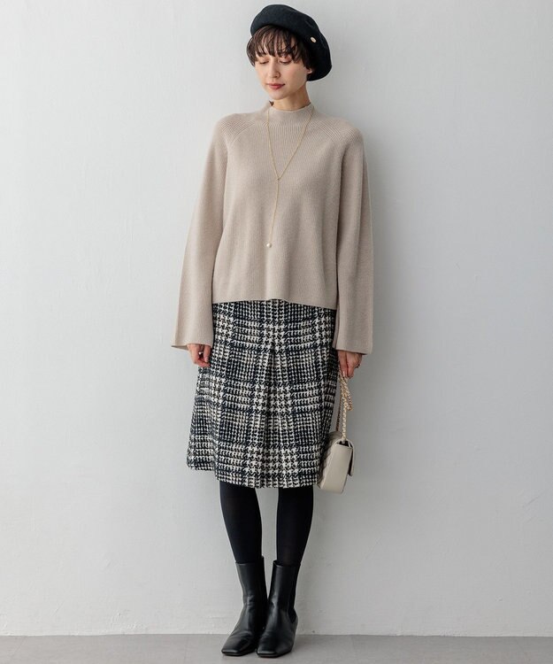 23区 【洗える】ラメウール ハイネック ニット ベージュ系