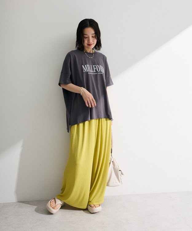Green Parks シアーカットワイドパンツ White