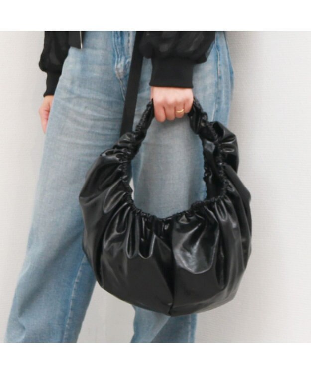 UNBILLION カシュカシュ cachecache / ギャザーサークルショルダー ブラック