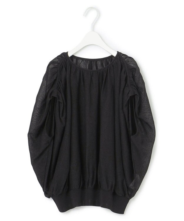 ICB L 【洗える】アセテートペーパーハイゲージ プルオーバーニット ブラック系