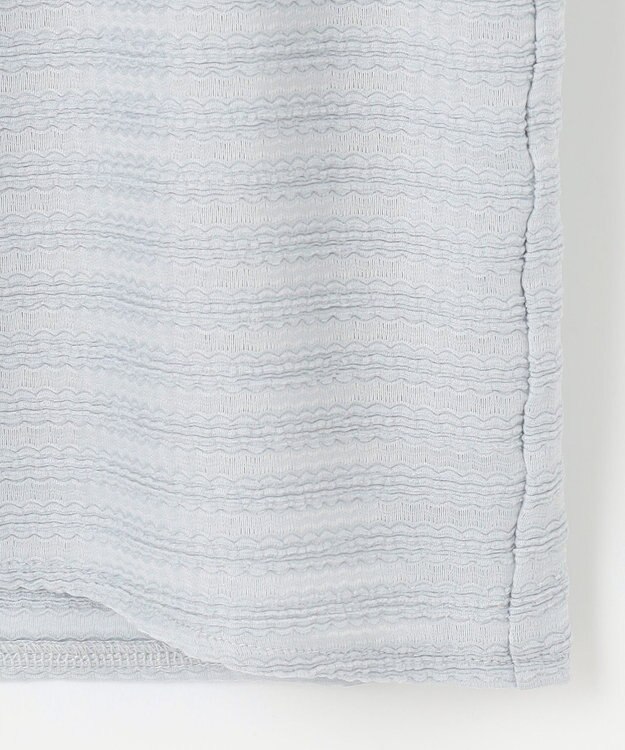 組曲 L 【WEB限定】ボーダージャガード タック袖ブラウス ダスティブルー系