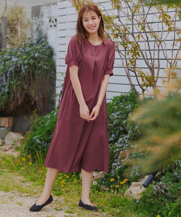 Tiaclasse 【洗える・XSサイズ】裾切替マーメイドフレアワンピース ディープピンク