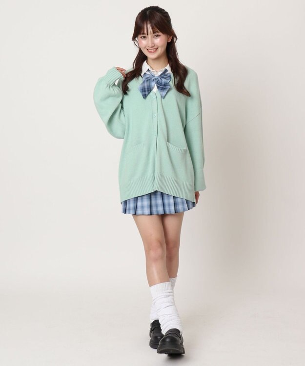 WEGO 【SCHOOL ITEM】ニットカーディガン ライム