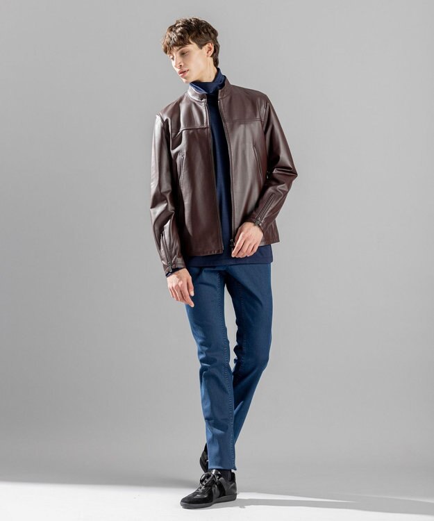 JOSEPH HOMME ライトラムナッパレザー　シングルライダース ブラウン系