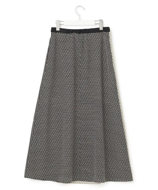 23区 【洗える】ジオメトリックパネルプリント スカート ブラック系