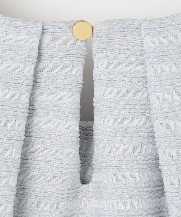 組曲 L 【WEB限定】ボーダージャガード タック袖ブラウス ダスティブルー系