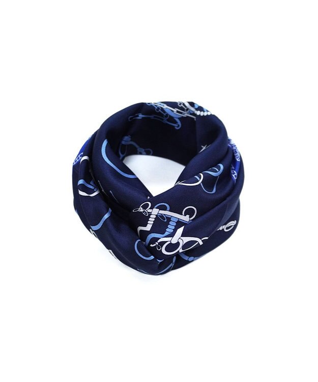 Marca ＜秋の新作＞【Marcaオリジナル】馬具＆ペイズリー 小判 シルクツイル スカーフ ネイビー