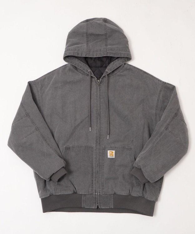 WEGO ワーカーズキルトフードブルゾン ブラック中濃色