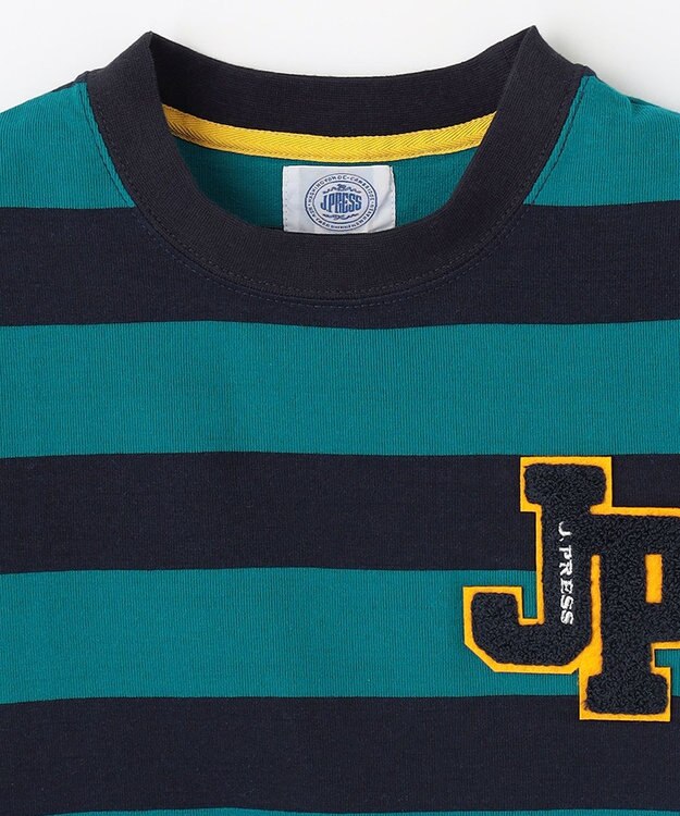 J.PRESS KIDS 【140-170cm】ボーダーJPサガラ刺繍 Ｔシャツ グリーン系1