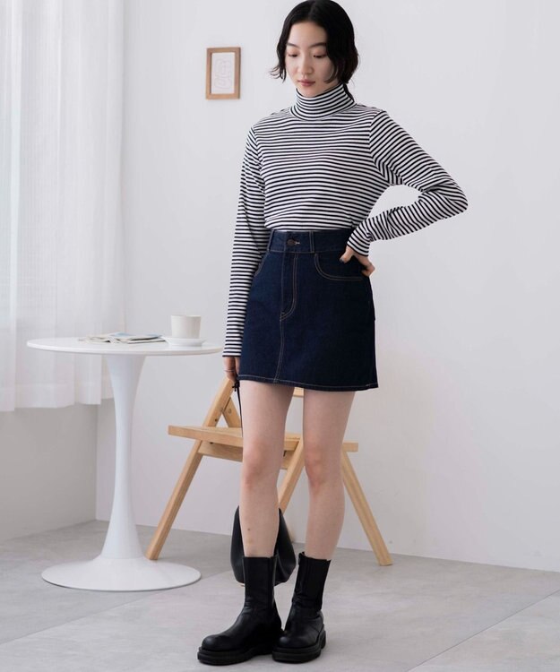 WEGO 台形デニムミニスカート デニム濃色