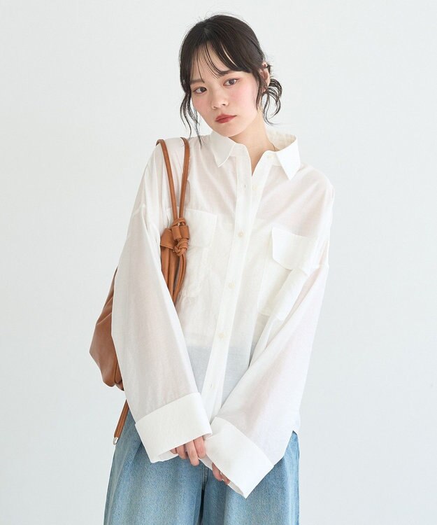 earth music&ecology Ｗポケットシャツ Off White