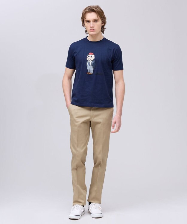 J.PRESS MEN 新デザイン【BULLDOG BOY】プリント Tシャツ ネイビー系