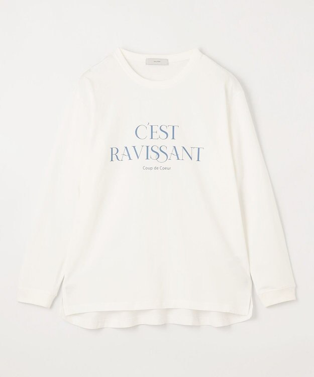 ANY L ロゴロングTシャツ オフ×ブルーロゴ