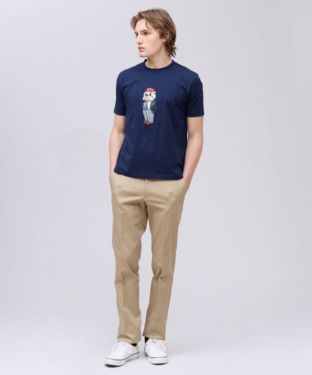 J.PRESS MEN 新デザイン【BULLDOG BOY】プリント Tシャツ ネイビー系
