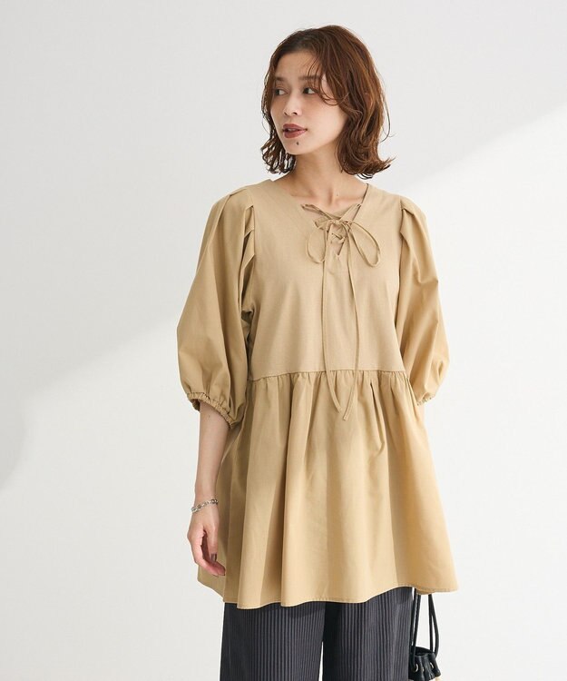 Green Parks ・ＥＬＥＮＣＡＲＥ　ＤＵＥ　２ｗａｙボリュームチュニック Beige