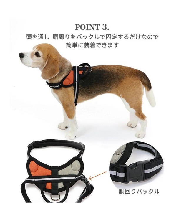 PET PARADISE ヘッドインハーネス  【ＳＭ】 オレンジ / ブルー 【中型犬】 オレンジ×グレー