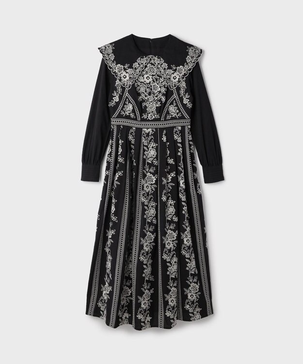 GRACE CONTINENTAL パターン刺繍ワンピース ブラック