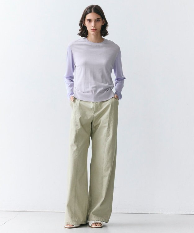 BEIGE， JULIE / コットンシルク 異素材プルオーバーニット Lilac