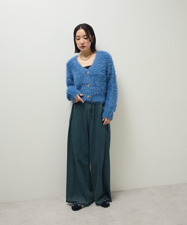 Green Parks ・Ｐｅｔｉｔ　Ｆｌｅｕｒ　シャギーニットカーディガン Blue