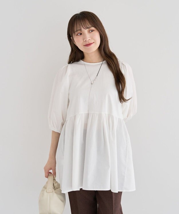 Green Parks ・ＥＬＥＮＣＡＲＥ　ＤＵＥ　２ｗａｙボリュームチュニック Off White