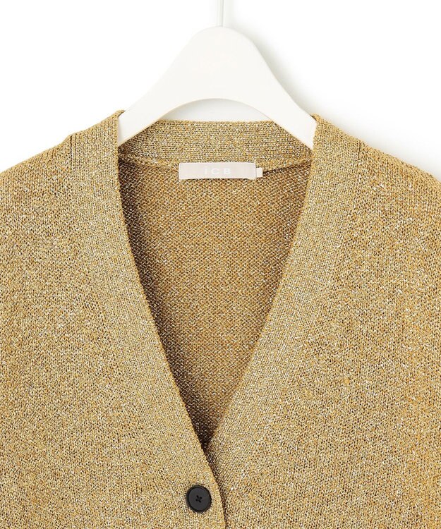 ICB 【洗える】リッチシャインニット カーディガン ゴールド系