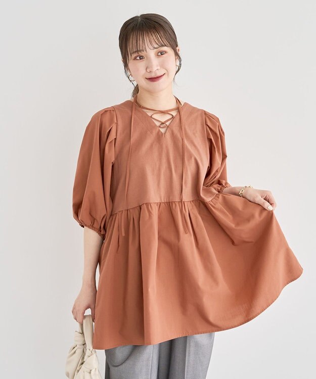 Green Parks ・ＥＬＥＮＣＡＲＥ　ＤＵＥ　２ｗａｙボリュームチュニック Brown