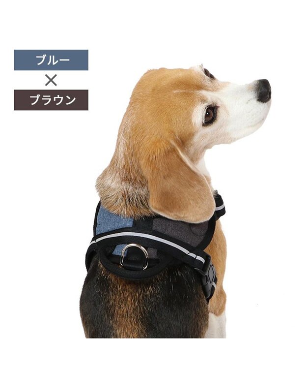 PET PARADISE ヘッドインハーネス  【ＳＭ】 オレンジ / ブルー 【中型犬】 ブルー×ブラウン