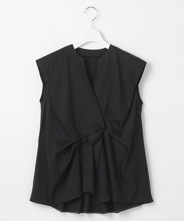 23区 【GOLD LABEL】ファインスムースジャージー カシュクールデザイン カットソー ブラック系