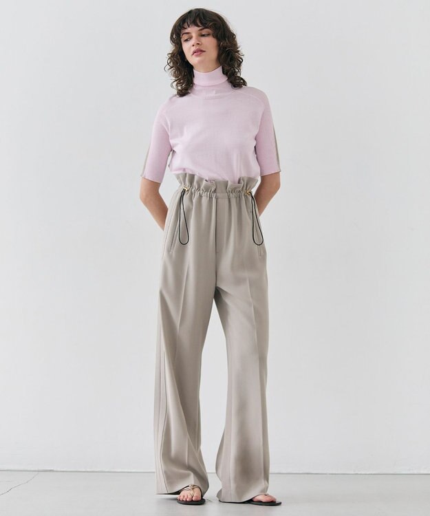 BEIGE， 【洗える】JULIE / シルク混カラーブロックタートルニット Pink×Taupe