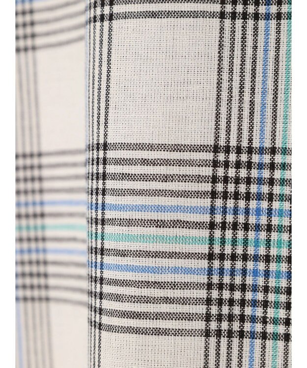 Green Parks 綿麻混バンドカラーシャツワンピース Check