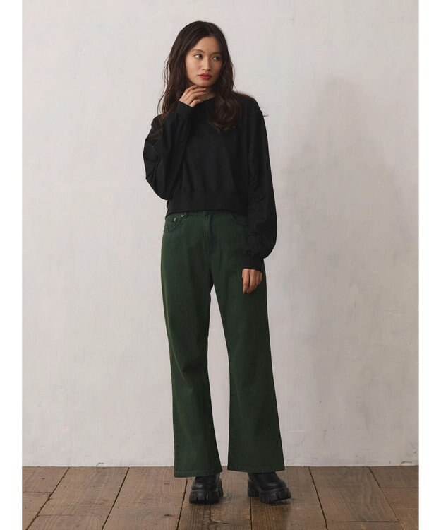 Green Parks ・ＥＬＥＮＣＡＲＥ　ＤＵＥシャーリング袖プルオーバー Black