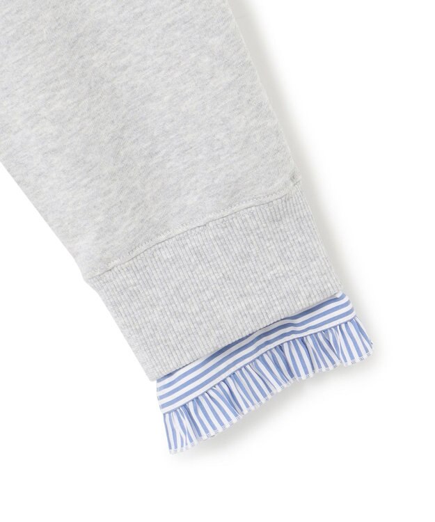 23区 S 【洗える】クリアコットンテリー ストライプフリル スウェット ライトグレー系