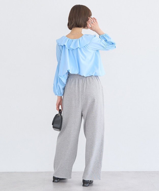 earth music&ecology 2wayオフショルバルーンヘムフリルブラウス Blue