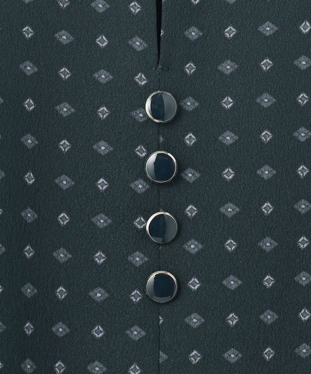 J.PRESS LADIES 【洗える】シュリンクデシン ジオメトリックプリント ワンピース ダークグリーン系5