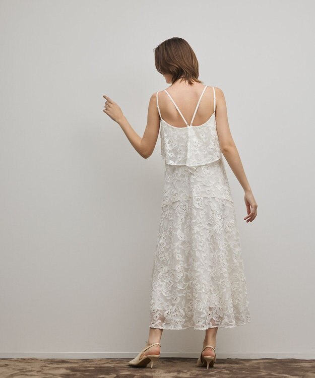 GRACE CONTINENTAL チュールレースロングワンピース ホワイト