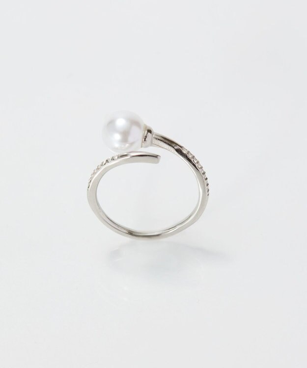 Phoebe 【金属アレルギー対応】ドローラップパールビジューリング　シルバー