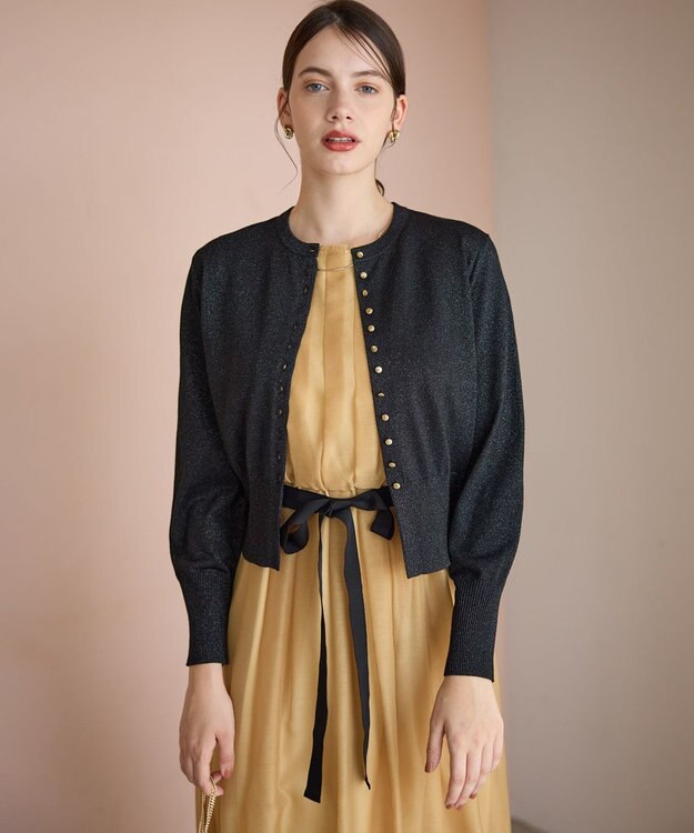 23区 【APPLAUDIR】コンパクト ラメカーディガン ブラック系