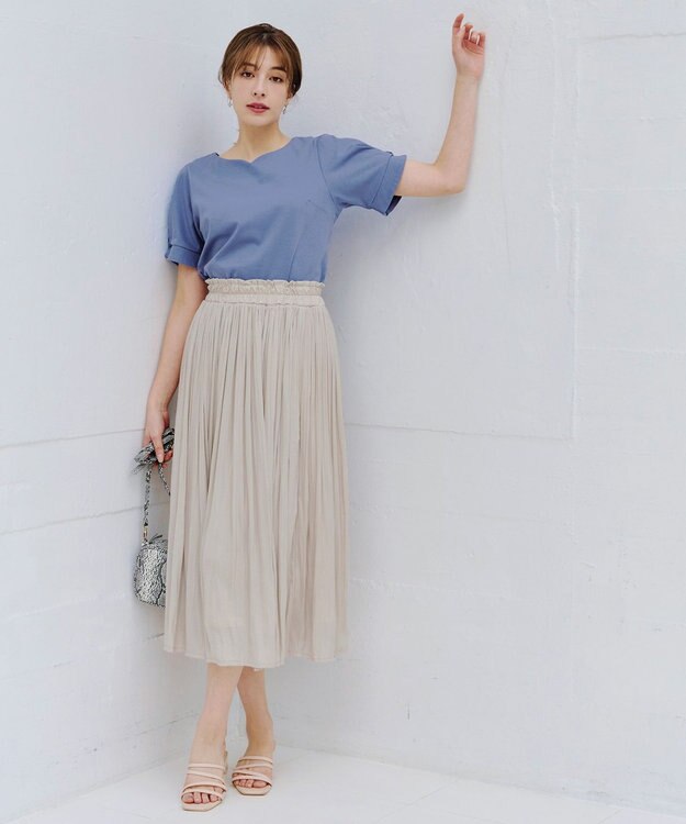 Tiaclasse 【UVケア・接触冷感】“あまラク” ハートネックカットソートップス ブルー