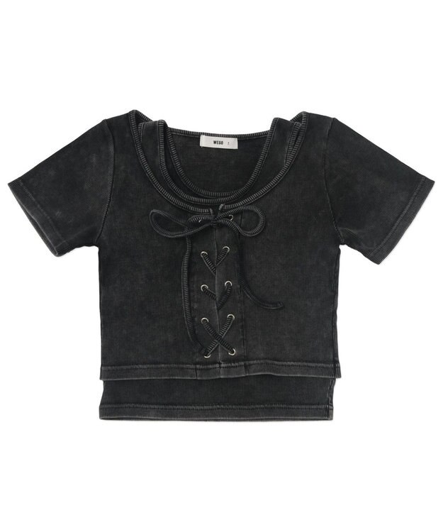 WEGO ヴィンテージライクレースアップT スミクロ