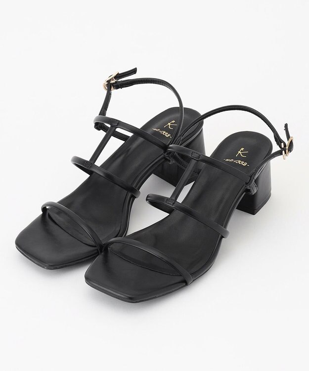組曲 ナローストラップサンダル ブラック系