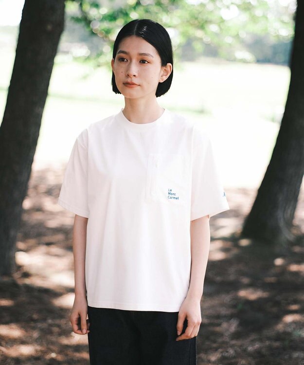 SHARE PARK LADIES 【UVカット・吸水速乾・ストレッチ・軽量 】バックプリントポケットTシャツ（S・Mサイズ） ホワイト系