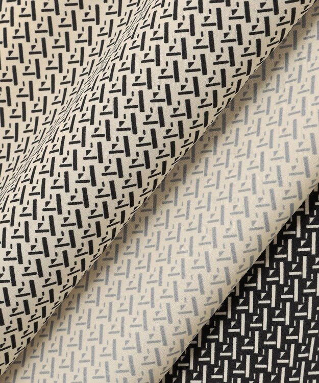 23区 【洗える】ジオメトリックパネルプリント スカート ブラック系