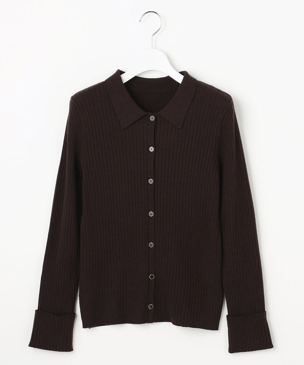 ANY SIS S CICA加工 襟デザイン ニット ブラウン