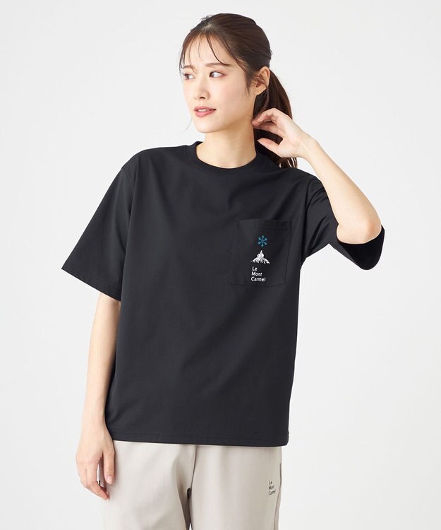 SHARE PARK LADIES 【UVカット・吸水速乾・ストレッチ・軽量 】ロゴポケットTシャツ（S・Mサイズ） ブラック系