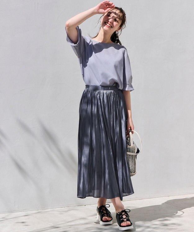 ANY SIS S 【洗える】オーロラギャザー スカート ダルブルー